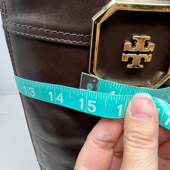Tory Burch Boots Women's 8M Brown Leather Tall Equestrian Riding Boots Back Zip - Picture 13 of 16